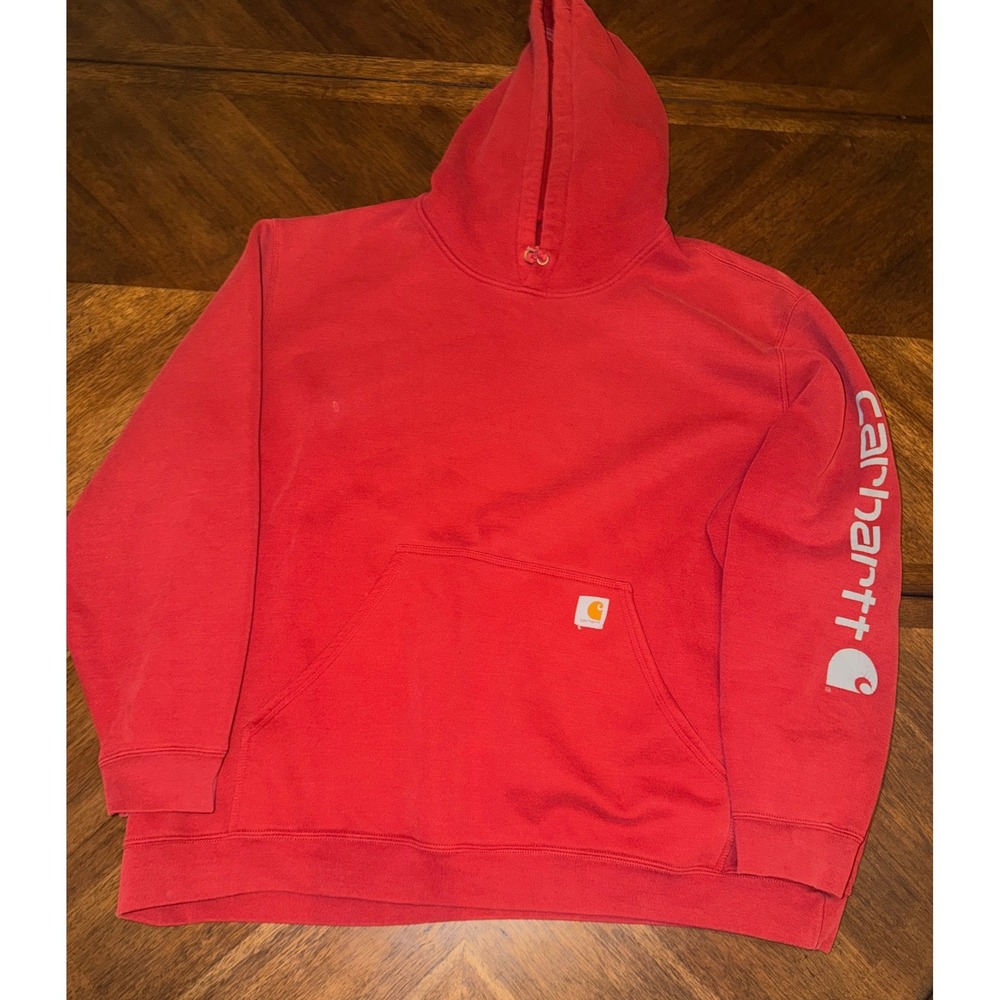 Carhartt Mens 4XL Red Midweight Sleeve Logo Hoodie Original Fit Pullover K288